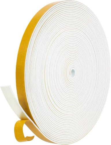 fowong Joint en Bande Isolation Fenêtre - Bande en Mousse Adhésif - Anti Froid pour Porte Entrée - 12mm(l) x 1.5mm(H) x 10m(L) - Multiusage Élastque Antichoc et Coupe Vent, Blanc