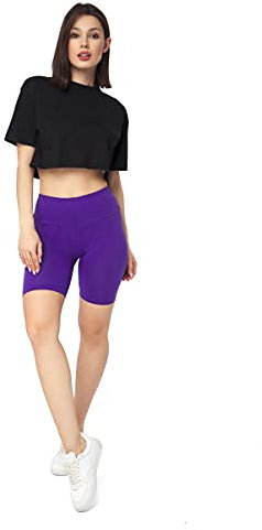 SOFTSAIL Leggings Mujeres Mallas Pantalones Cortos De Ciclista Pantalones De Yoga De Gimnasio Elásticos Transpirables Control De Barriga Cintura Alta Algodón para Damas Que Adelgazan Violeta 36