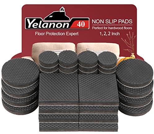 Yelanon Antirutsch Pads 40 Stück - Antirutsch Gummi Selbstklebend, Selbstklebend Möbelstopper für Fliesen, Holz und Laminatböden - für optimalen Bodenschutz und Kratzschutz