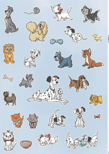 Komar Disney Wandtattoo Disney Cats and Dogs - 50 x 70 cm (Breite x Höhe) - 27 Teile - Susi, Strolchi, Dalmatiner, Deco-Sticker, Wandaufkleber, Wandsticker, Wanddeko, Kinderzimmer - 14099h