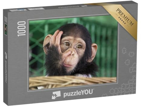 puzzleYOU: Puzzle 1000 Teile „EIN Kleiner Schimpanse“ – aus der Puzzle-Kollektion Affen, Tiere, Schimpansen, Tiere in Dschungel & Regenwald