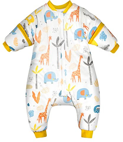 MOEMOE BABY Schlafsack mit Füßen, 2.5 Tog Abnehmbare Ärmel Winter Baby Schlafsack mit Beinen, Babyschlafsack mit Füßen M
