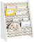 SoBuy Montessori Bücherregal Kinder Regal Kinderzimmer mit 4 Stofffächern Aufbewahrung Spielzeug & Bücher Kinderregal Hängefächerregal Grau 63x76x28cm KMB50-HG