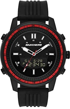 Montres Skechers pour Hommes Wilkie, Mouvement Ana-Digi, 50mm Boîtier en Polycarbonate Noir avec Bracelet en Silicone, SR5154