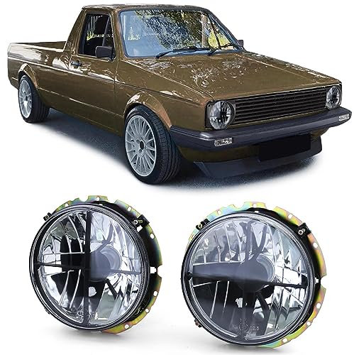 Klarglas Scheinwerfer Schwarz mit Fadenkreuz für VW Caddy I 82-92 Jetta I 79-84