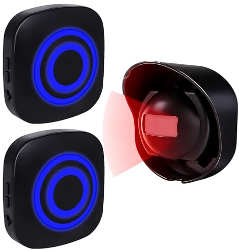 Funkalarmanlage mit Bewegungsmelder, SiegenPro Durchgangsmelder Alarm Zutrittsklingel Set mit PIR Sensor Detektor und Plug in Empfänger für Büro, Laden, Auffahrt oder Zu Hause