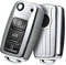 OATSBASF Autoschlüssel Hülle VW, VW Golf Schlüsselbox, Schlüsselhülle Cover für vw Polo Passat Skoda Seat 3-Tasten (T-Silver)