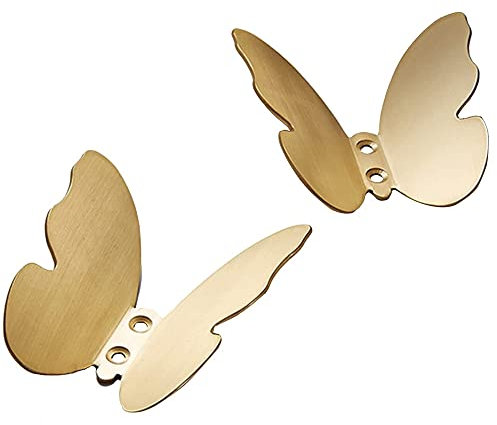 Kleiderbügel, 2 Stück, gebürstet oder Messing, Schmetterling, Mantel, Haken, dekorativ, Hut, Kleid, , 2 Stück