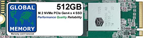 GLOBAL MEMORY Disque SSD M.2 2280 PCIe Gen4 x4 NVMe pour ordinateurs portables/bureau/serveurs/stations de travail/cartes mères 512 Go