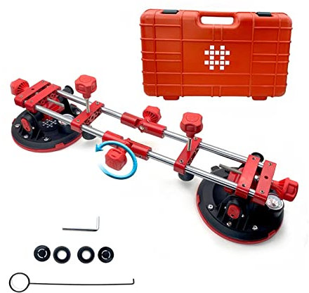 90-180 Degree Stone Seam Setter 8 Inch Vacuum Suction Cup Setter for Floor Countertop Splicing with Pressure Guage Hand Tool for Quartz Slabs ,Granite, Stone, Marble (Color : with Suitcase, Size : 2