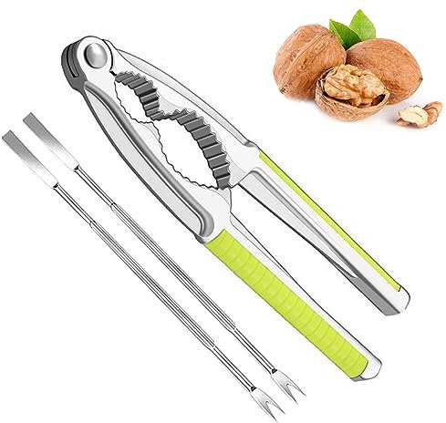 Butyeak Casse-Noix avec Poignée Antidérapante, Pince Casse Noisette, Casse Noix, Pince Casse Noix Manuel, Casse-Noisettes en Métal, Con Fourchettes, pour Noix, Noisette, Pécan, Amandes, Fruits de Mer