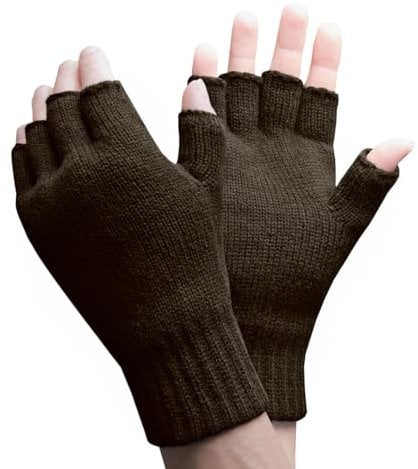 HEAT HOLDERS Warme Herren-Winterhandschuhe, 2,3 Tog, Fleecefutter, isoliert, gestrickt, fingerlos, waldgrün, Einheitsgröße