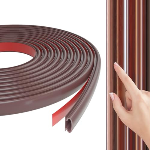 Türdichtung Selbstklebend Dichtungsband Türrahmen Dichtung,Gummidichtungen Türdichtungen für Haustür Schalldämmung,Dichtungsgummi Wasserdichtes Abdichtungsband Door Seal Dichtungsstreifen-6m Braun