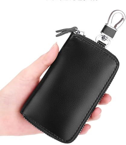 LTLSZRN Portachiavi Raccoglitore Chiave multifunzione,Borse universali per auto portachiavi per uomo donna,portafoglio portachiavi Impermeabile,Tasche e 6 Ganci (nero)