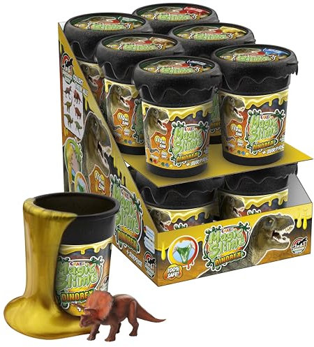 Craze Pack de 12 Magic Slime Dinorex para Niños con Sorpresa de Dinosaurios, 6 Colores Aleatorios, 110ml, Fácil de Limpiar