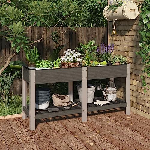 Willood Garten Hochbeet mit Ablage Grau 150x50x75 cm WPC