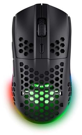 Trust Gaming GXT 929 Helox Kabellose Gaming Maus, Ultraleichte Maus 75g, 80h Dauerbetrieb, 2,4-GHz-Mikro-USB-Empfänger, Einstellbare DPI (800-4800), 6 Programmierbare Tasten, Gaming PC MMO - Schwarz