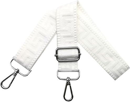 Schultergurt für Tasche Taschengurte zum Wechseln, Verstellbar Taschengurt Breit 3.8cm mit Silber Karabiner - Taschenband Schulterriemen Tragegurt für Handtaschen Damen, Rein weiß, K24