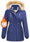 Nadeer Parka Donna Cappotti Invernali Foderato in Pile Giacca con Cappuccio in Pelliccia Sintetica Cappotto Imbottito Giubbotto con Tasche(Navy,L)