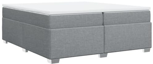 vidaXL Boxspringbett, Polsterbett Bett mit Matratze Matratzenauflage, Bettgestell mit Lattenrost, Doppelbett für Schlafzimmer, Hellgrau 200x200cm Stoff