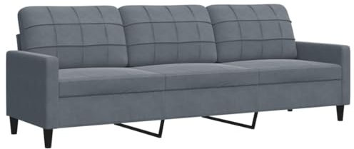 vidaXL Canapé à 3 Places Gris foncé 210 cm Velours, canapé, canapé de Salon, canapé à Trois Places, canapé rembourré, sièges de Salon