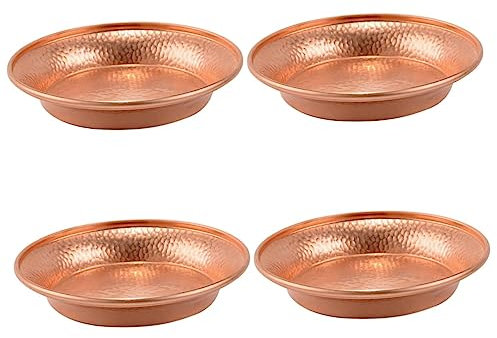 Ciieeo 4 Piezas Bandeja de agua tibetana cuenco de bronce budista tazón de agua hindú fruit bowl Decoración de mesa tibetana Cuenco decorativo taza de adoración budista cobre