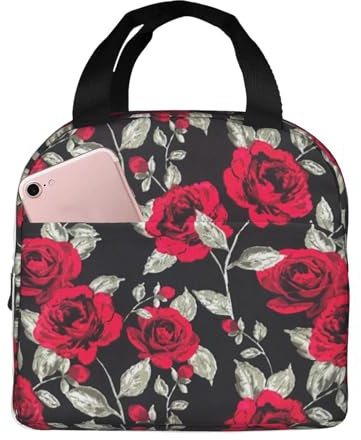 SABFWF Red Rose Garden Print - Lonchera aislada unisex de tela Oxford de alta densidad para adultos