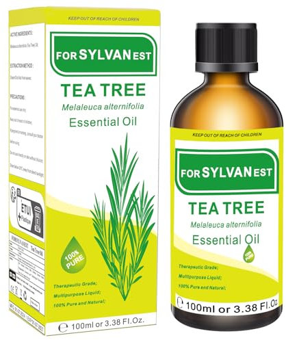 FORSYLVANEST Olio di Tea Tree 100 ml 100% Puro Naturale Olio Aromatico per Massaggi, SPA, Cura della Pelle e dei Capelli, Bustina 3,38 fl.oz