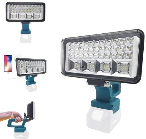 Battery Lamp for Makita 18V 90W 5400LM Wireless LED Work Light with USB and Type C, 2 Modes Brightness, for Camping, Car Repairs, Emergency