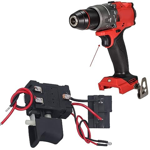 Akku-Bohrschrauber-Auslöseschalter, elektrischer Bohrer-Schalter, Geschwindigkeitsregelung, Ersatz im Uhrzeigersinn und gegen den Uhrzeigersinn, einstellbar mit kleinem Licht für