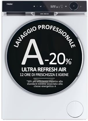 Haier X Serie 11, Waschmaschine mit Frontlader 10 kg, freistehend, Klasse A-20%, 1400 Umdrehungen, Dampf, 16 Programme, künstliche Intelligenz, XXL-Kapazität, 85 x 60 x 61 cm, Weiß - HW100-BD14397U1S