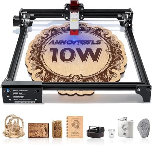 ANNOY TOOLS Lasergravurmaschine,80W Lasergravurmaschine 10W Ausgangsleistungs Laserschneider, mit höherer Genauigkeit, 40x40CM Lasergravurmaschine, Lasergravierer für Holz, Aluminium, Stoff, Acryl