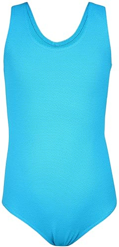 Aquarti Mädchen Badeanzug mit Ringerrücken – Sport Badeanzug Mädchen, Chlorresistent, Farbe: Jacquard Punkte Türkis, Größe: 146