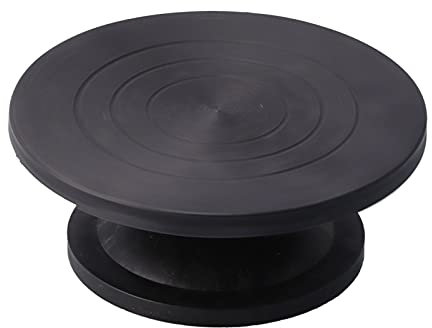 Professional Sculpting Wheel for Craft Clay Making Pottery and Cake Decorating, Sturdy Metal Turntable with Adjustable Height, High Efficiency, Simple (All black 25 cm)