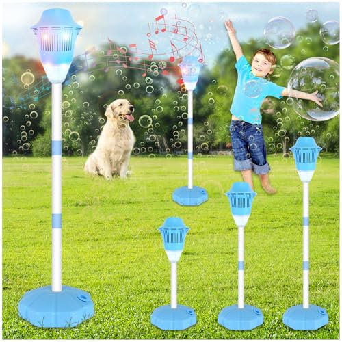 Audasi Automatische Seifenblasenmaschine, Wiederaufladbare Seifenblasenmaschine mit Lichtern Musik 47inch einstellbare Höhe bis Bubble Torch Garten Lampe Bubble Maker Maschinen für Hochzeit Party