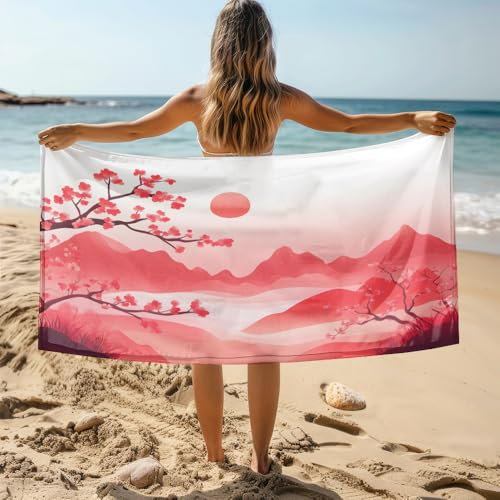 Strandtuch 70X150 Japanisch Mikrofaser Handtuch Beach Towel,Strandlaken,Strandtücher,Picknickdecke wasserdichte Stranddecke, Stranddecke Sandfrei für Strand, Park, Camping, Wandern