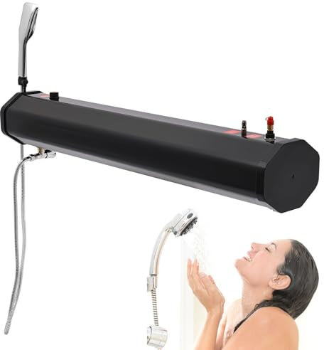 richigblosmum Outdoor-Dachgepäckträger-Dusche | 18/20/30L Sonnengeheizter Wassertank | Automatischer Druckausgleich | Universelle Querträgermontage für Strand, Camping, Wohnmobil-Reisen,4.8Gal/18L