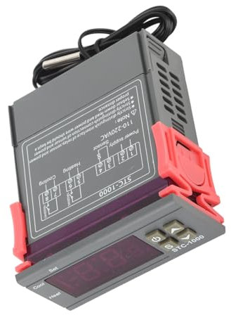 lyrlody Regolatore del Termostato di Temperatura di Temperatura Digitale con Sensore 110-220V per Incubatrice di Pollo Al Terrario dell'acquario STC-1000