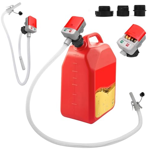 Opaltool Pompa di Trasferimento del Carburante con Sensore di Arresto Automatico, Pompa Travaso Gasolio da 2,4 GPM con Adattatore in 3 Misure per Benzina, Diesel e Olio