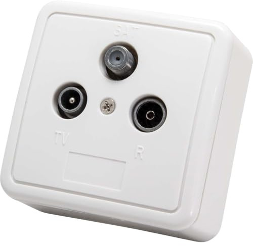 VIVANCO Hochwertige Antennen Durchgangsdose, kompatibel mit DVB C BK CAT V, 862 MHz, Anschlussdämpfung, 14 dB, IEC R 87,5