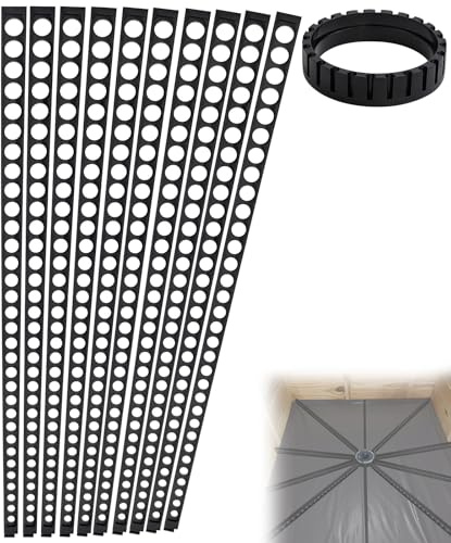 Kit de ducha preinclinado, kit de bandeja de ducha preinclinada para suelo de ducha, cama de mortero con pendiente de drenaje de agua, fácil construcción, negro, con anillo central y sistema de 10