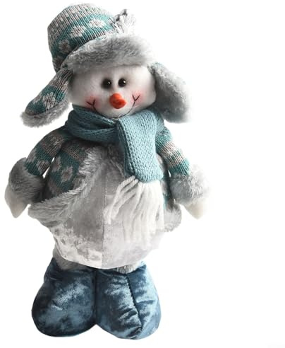 Stoff-Teleskop-Puppe, einziehbar, Weihnachtsmann, Schneemann, Elch, für Weihnachten, Tischdekoration (Schneemann)