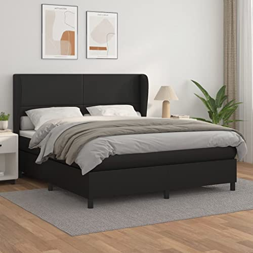 Frdhee Boxspringbett Mit Bettkasten, Boxspringbett mit Matratze Schwarz 180x200 cm Kunstleder für Matratze, Schlafzimmer, einfache Montage