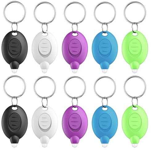 Pawfly 5er Pack LED Schlüsselanhänger Taschenlampe Mini LED Licht, 12 Lumen Tragbar Ultrahell Batteriebetrieben Schlüsselring Fackel für Outdoor Camping Wandern und Notbeleuchtung, 5 Farbige Gehäuse