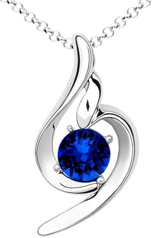 Löb Halskette Oval Tropfen Anhänger Zirkonia Glitzer Silber Saphir Blau Damen Kette Brautschmuck Tropfenanhänger Tropfenform Stein Strass Dunkelblau