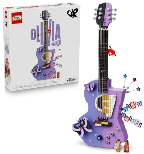 LEGO Editions Guitarra Doble de Olivia Rodrigo – Maqueta 3D con 2 Minifiguras, Estrellas y Mariposas – Decoración del Dormitorio Juvenil – Regalo Musical para Chicas y Adolecentes de 14+ Años – 43031