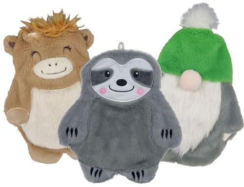Cassandra Character Hot Water Bottle with Plush Cover – Cute Animal & Novelty Designs, Natural Rubber Bottle Included, Cosy Winter Warmer (Character May Vary)
