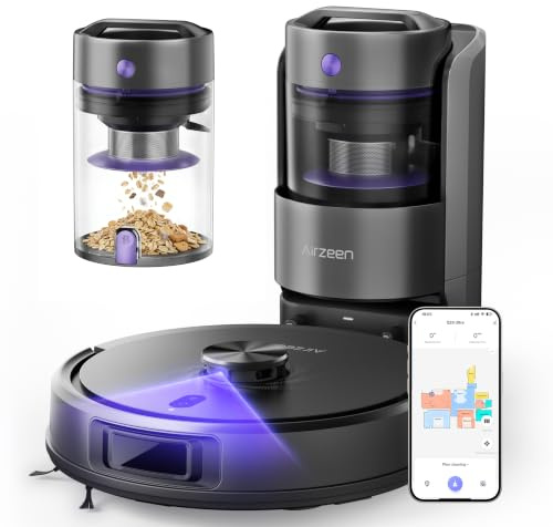 Robot Vacuum Cleaner with Mop, Bagless Robot Vacuum Cleaners UK with Self-Emptying, 10000Pa LiDAR Navigation Robotic Vacuum, Smart Mapping, Schedule, App/Alexa Control for Carpet/Pet Hair, Q20 Ultra