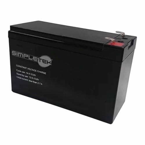 SIMPLETEK - Batteria Piombo AGM 12V 9Ah VRLA Faston 6.3mm UPS Ermetica | Uso ciclico 14.4-15V, standby 13.5-13.8V, corrente carica <2.7A, ricombinazione gas, vita progettuale 5 anni