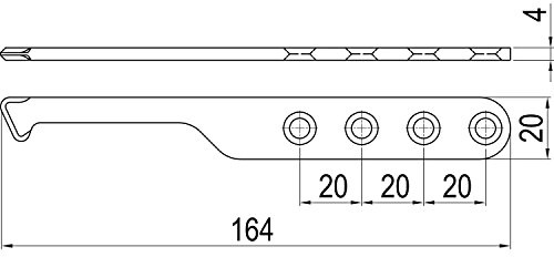 IMH-ABS Mitnehmerhaken SF, 164 x 20 x 4 mm, universal, DIN, schwarz verzinkt